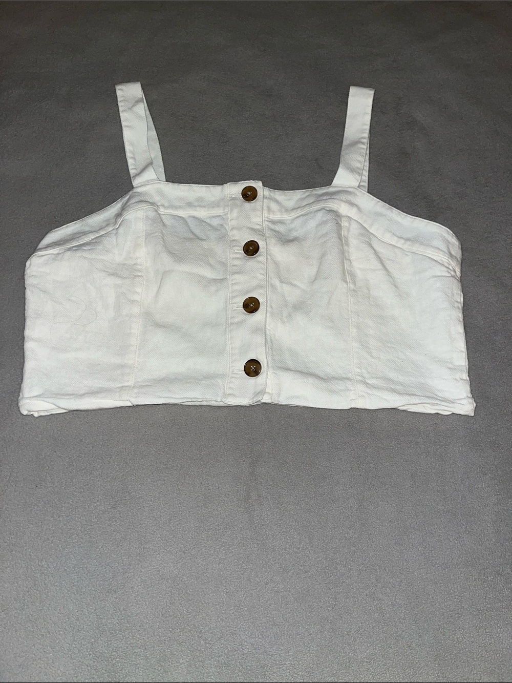 Worthington White Button-Front Lined Cropped Tank